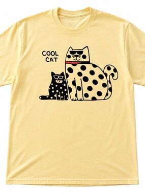 Yellow Cool Cat Graphic Tee, Yayoi Kusama Shirt